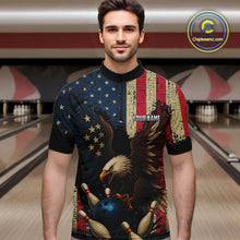 Load image into Gallery viewer, Vintage American Flag Eagle Bowling Shirt For Mens Custom Patriotic Retro Team bowling jerseys NQS10475