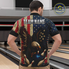 Load image into Gallery viewer, Vintage American Flag Eagle Bowling Shirt For Mens Custom Patriotic Retro Team bowling jerseys NQS10475