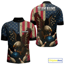 Load image into Gallery viewer, Vintage American Flag Eagle Bowling Shirt For Mens Custom Patriotic Retro Team bowling jerseys NQS10475