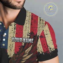 Load image into Gallery viewer, Vintage American Flag Eagle Mens Golf Polo Shirt Custom Patriotic Retro Team golf attire for men NQS10476