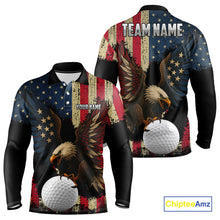 Load image into Gallery viewer, Vintage American Flag Eagle Mens Golf Polo Shirt Custom Patriotic Retro Team golf attire for men NQS10476