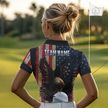 Load image into Gallery viewer, Vintage American Flag Eagle Women Golf Polo Shirt Custom Patriotic Retro Team golf attire for ladies NQS10476