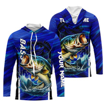 Load image into Gallery viewer, Largemouth Bass Fishing Custom long sleeve performance fishing shirts, team fishing shirt | Blue NQS8501