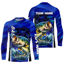 Load image into Gallery viewer, Largemouth Bass Fishing Custom long sleeve performance fishing shirts, team fishing shirt | Blue NQS8501