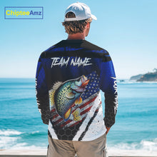 Load image into Gallery viewer, Crappie fishing American Flag Custom patriotic long sleeve team Crappie fishing shirts | Blue NQS10685