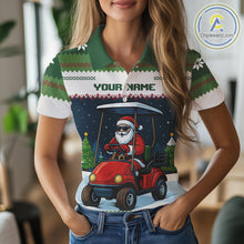 Load image into Gallery viewer, Funny Santa golf ugly Christmas pattern Golf polo shirts for women custom gifts for the golfer NQS11078