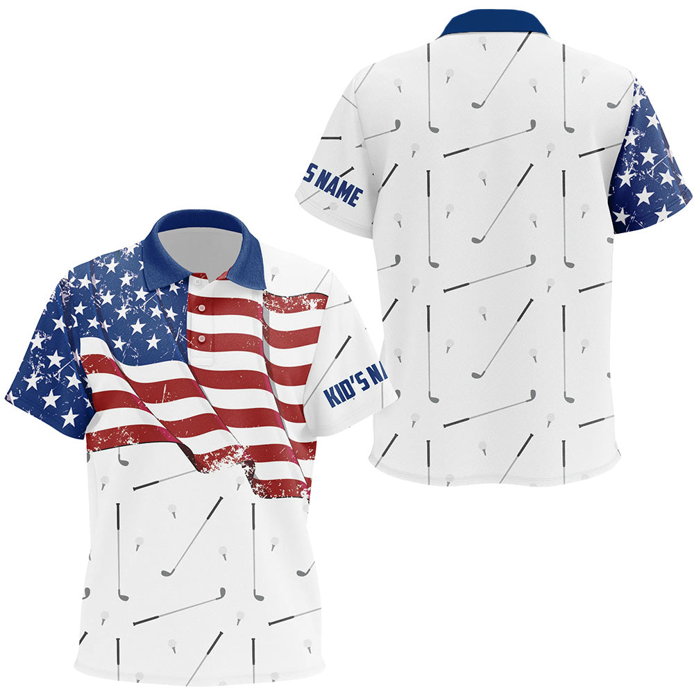 Funny Kid golf polo shirt custom American flag patriotic white golf camo shirts talk birdie to me NQS9205