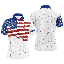 Load image into Gallery viewer, Funny Mens golf polo shirt custom American flag patriotic white golf camo shirts talk birdie to me NQS9205