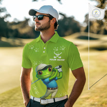 Load image into Gallery viewer, Funny Frog Golf polo shirt for men Custom Green mens golf top, personalized golf gifts NQS11280