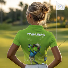 Load image into Gallery viewer, Funny Frog Golf polo shirts for Women Custom Green ladies golf top, personalized golf gifts NQS11280
