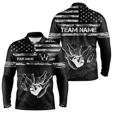 Load image into Gallery viewer, Personalized Black and White camo American flag Custom Bowling Team Shirts For Men Bowling Jersey NQS9726
