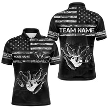 Load image into Gallery viewer, Personalized Black and White camo American flag Custom Bowling Team Shirts For Men Bowling Jersey NQS9726