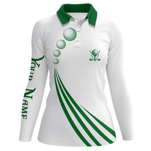 Load image into Gallery viewer, Green and white Womens golf polo shirts custom ladies golf ball clothing, personalized golf gifts NQS5776