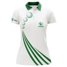 Load image into Gallery viewer, Green and white Womens golf polo shirts custom ladies golf ball clothing, personalized golf gifts NQS5776