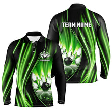 Load image into Gallery viewer, Green and black light Men Polo, 1/4 Quarter Zip Shirts Custom bowling team jerseys, gift for bowlers NQS7859