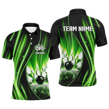 Load image into Gallery viewer, Green and black light Men Polo, 1/4 Quarter Zip Shirts Custom bowling team jerseys, gift for bowlers NQS7859