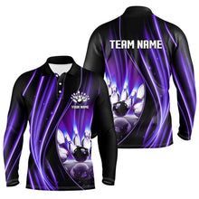 Load image into Gallery viewer, Purple and black light Men Polo, 1/4 Quarter Zip Shirts Custom bowling team jerseys, gift for bowlers NQS7861