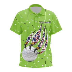 Green camo golf ball American Flag Eagle claw Kid golf polo Shirts custom patriotic golf outfits NQS8987