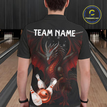 Load image into Gallery viewer, Custom Black And Red Dragon Bowling Shirts For Men, Team Bowling League Shirts NQS11090