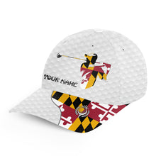 Load image into Gallery viewer, Golfer hat custom name Maryland flag golf hats patriot golf white Unisex Baseball mens golf hats NQS7161