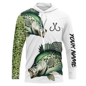 Crappie Fishing green scales Custom long sleeve Fishing Shirts, personalized Fishing jerseys NQS4982