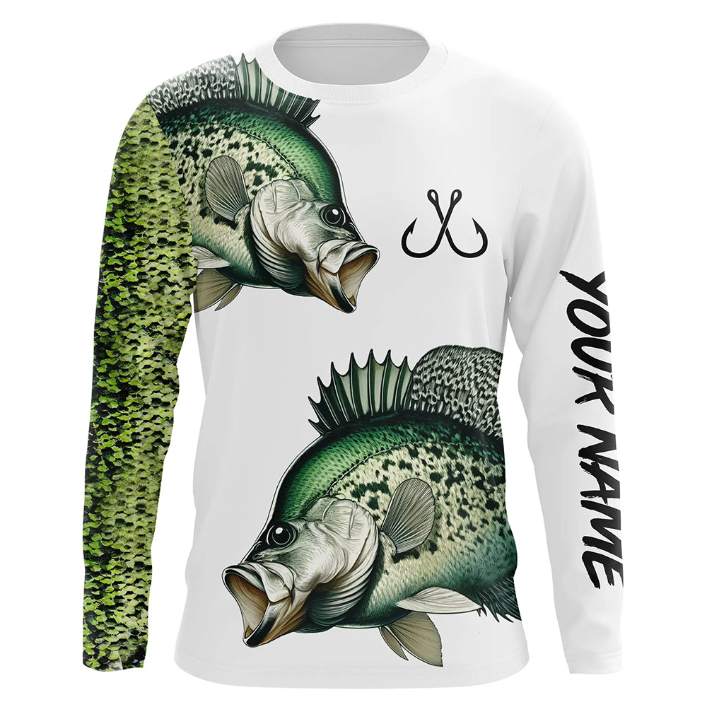 Crappie Fishing green scales Custom long sleeve Fishing Shirts, personalized Fishing jerseys NQS4982