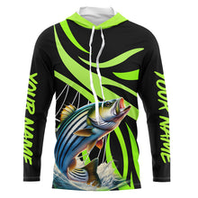 Load image into Gallery viewer, Personalized Striped Bass Long Sleeve Fishing Shirts, Striper Tournament Fishing Jerseys | Green NQS7499