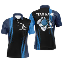 Load image into Gallery viewer, Black and blue bowling shirt for men custom Men Bowling Polo Shirts, team bowling jerseys NQS7502