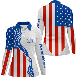 Red, white, and blue American flag Women golf polo shirts custom patriotic golf shirts for women NQS5505