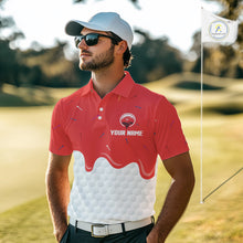 Load image into Gallery viewer, Mens golf polo shirts custom red Ice Cream Melting On Golf Ball, golf gifts for mens NQS9988