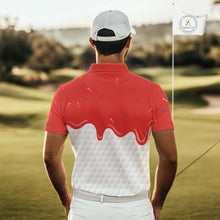 Load image into Gallery viewer, Mens golf polo shirts custom red Ice Cream Melting On Golf Ball, golf gifts for mens NQS9988