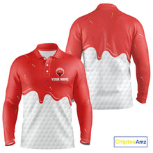 Load image into Gallery viewer, Mens golf polo shirts custom red Ice Cream Melting On Golf Ball, golf gifts for mens NQS9988