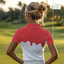 Load image into Gallery viewer, Womens golf polo shirts custom red Ice Cream Melting On Golf Ball, golf gifts for ladies NQS9988