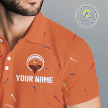 Load image into Gallery viewer, Mens golf polo shirts custom orange Ice Cream Melting On Golf Ball, golf gifts for mens NQS9989