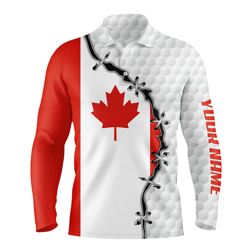 Mens golf polo shirts Canadian flag white golf ball skin pattern custom patriot team golf shirts NQS5787