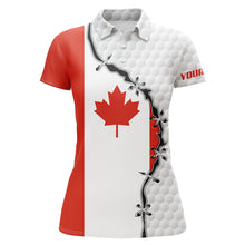 Load image into Gallery viewer, Women golf polo shirt Canadian flag white golf ball skin pattern custom patriot team golf polo shirts NQS5787