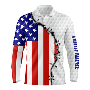 Mens golf polo shirts American flag white golf ball skin pattern custom patriot team golf shirts NQS5788