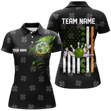 Load image into Gallery viewer, Black camo clovers American Flag Womens bowling shirts Custom St Patrick Day team bowling jerseys NQS8311