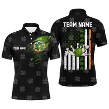 Load image into Gallery viewer, Black camo clovers American Flag Men&#39;s bowling shirt Custom St Patrick Day team bowling jerseys NQS8311