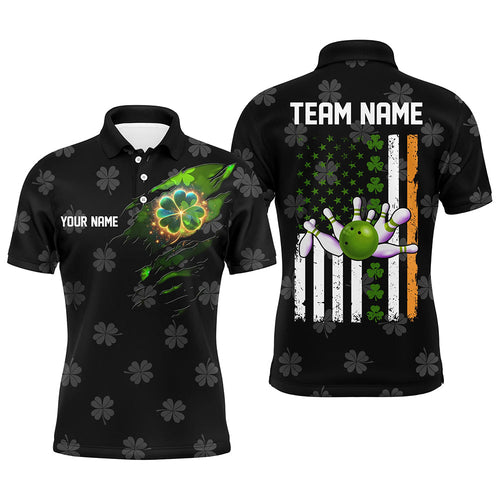 Black camo clovers American Flag Men's bowling shirt Custom St Patrick Day team bowling jerseys NQS8311