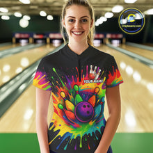 Load image into Gallery viewer, Colorful bowling jerseys Bowling Polo, 1/4 Zip Shirt for Women Custom Bowling Team shirts for bowlers NQS10696