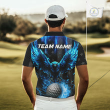 Load image into Gallery viewer, Black American flag Men golf polo shirts Custom blue lightning thunder Eagle patriotic team Golf top NQS11093