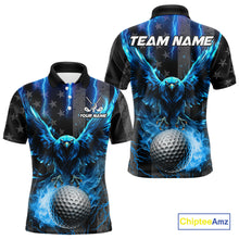 Load image into Gallery viewer, Black American flag Men golf polo shirts Custom blue lightning thunder Eagle patriotic team Golf top NQS11093