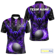 Load image into Gallery viewer, Black American flag Men golf polo shirt Custom purple lightning thunder Eagle patriotic team Golf top NQS11094