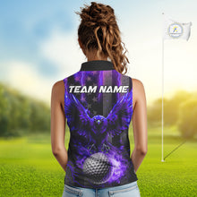 Load image into Gallery viewer, Black American flag Sleeveless polo shirt Custom purple lightning thunder Eagle patriotic Golf top NQS11094