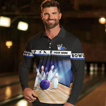 Load image into Gallery viewer, Black and Blue Bowling Polo, Quarter Zip shirts For Men custom bowling team jersey, Gift for Bowlers NQS9415