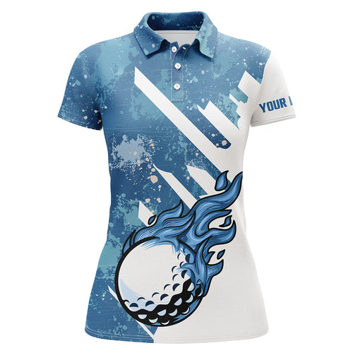 Blue and white golf ball flame Women golf polo shirts custom team golf shirts, ladies golf clothing NQS7506