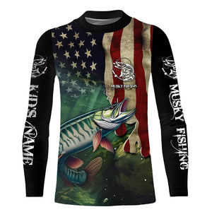 Musky Fishing American Flag Patriotic Customize fishing jerseys, personalized fishing gifts NQS481