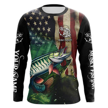Load image into Gallery viewer, Musky Fishing American Flag Patriotic Customize fishing jerseys, personalized fishing gifts NQS481