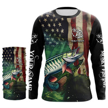 Load image into Gallery viewer, Musky Fishing American Flag Patriotic Customize fishing jerseys, personalized fishing gifts NQS481